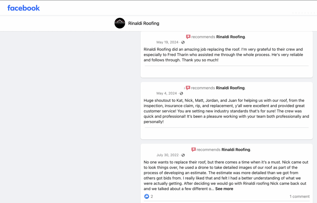 facebook review example